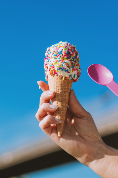 person holding an ice cream