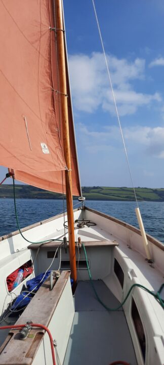 Traditional sailing boat Drascombe at Mylor Sailing School Falmouth Cornwall